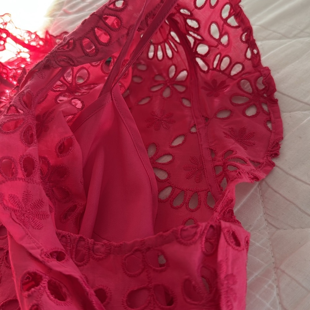 J. Crew Vibrant Pink Floral Lace Blouse - Picture 5 of 5